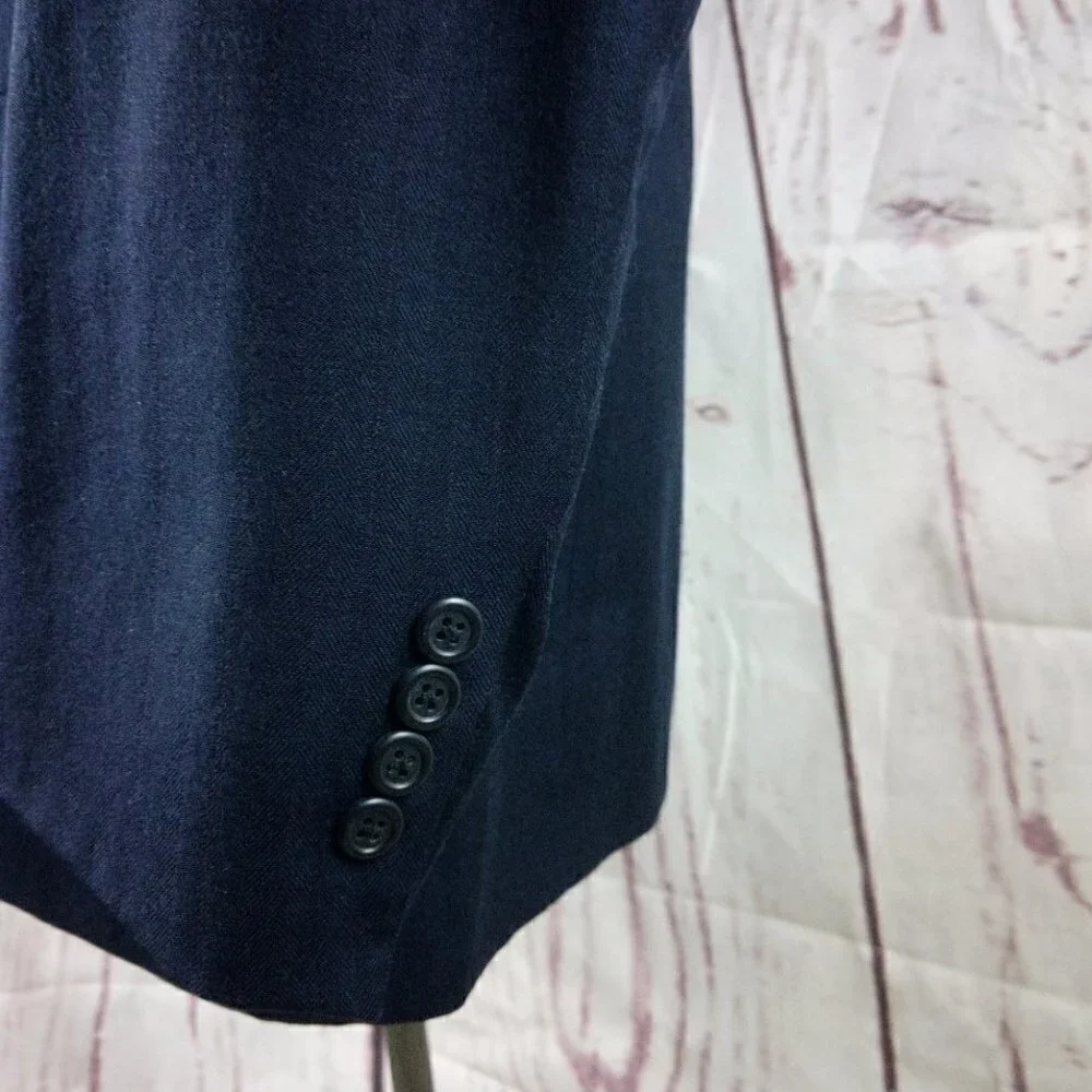 Tommy Hilfiger Dillard's 44L Wool 2 Button Deep Blue Striped Suit Blazer Jacket